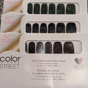 Color Street Glittering Black Nail Strips